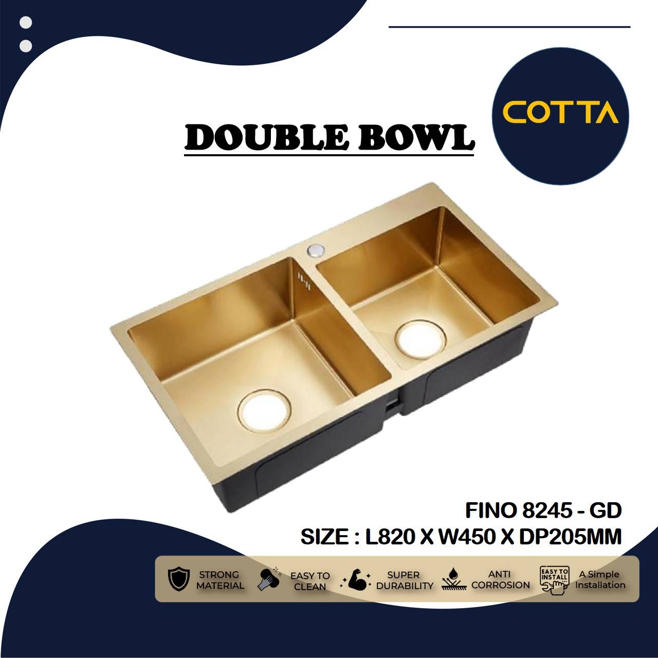 COTTA DOUBLE BOWL KITCHEN SINK