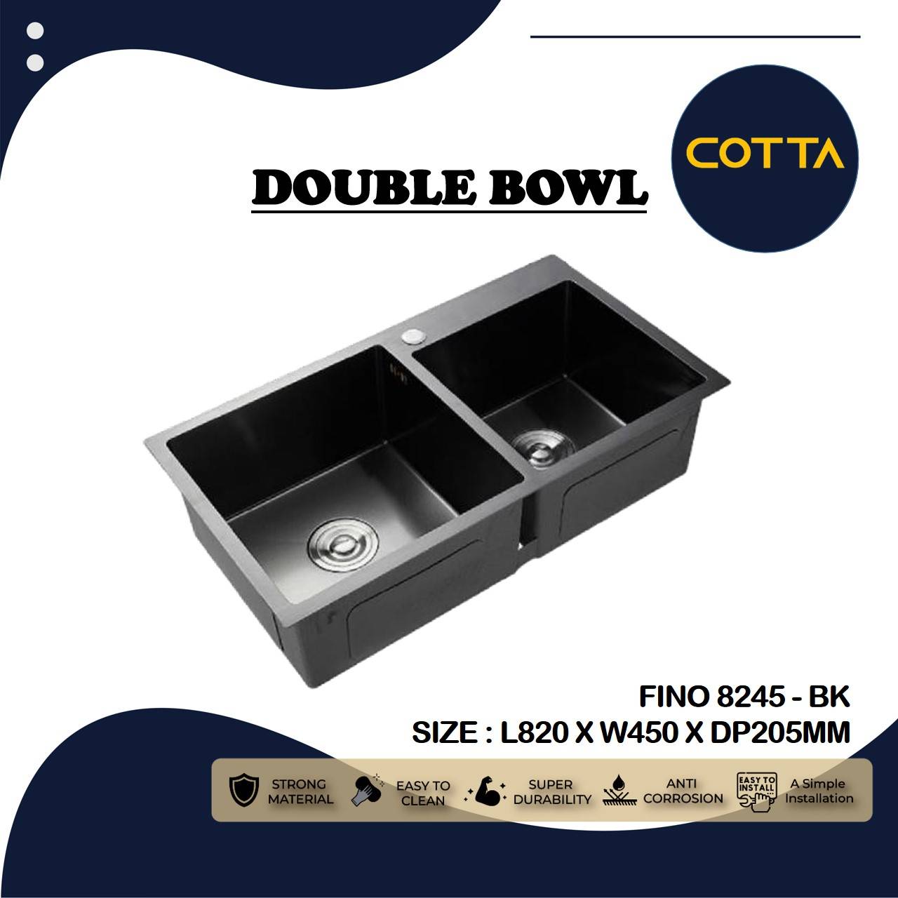 COTTA DOUBLE BOWL KITCHEN SINK
